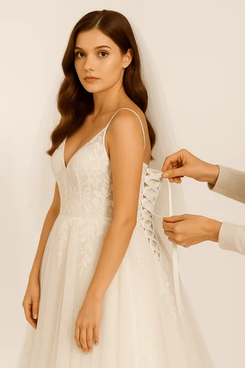 Corset repair and adjustment showing professional lacing system repairs and fine-tuning